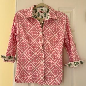 Tizzie pink and white top size small